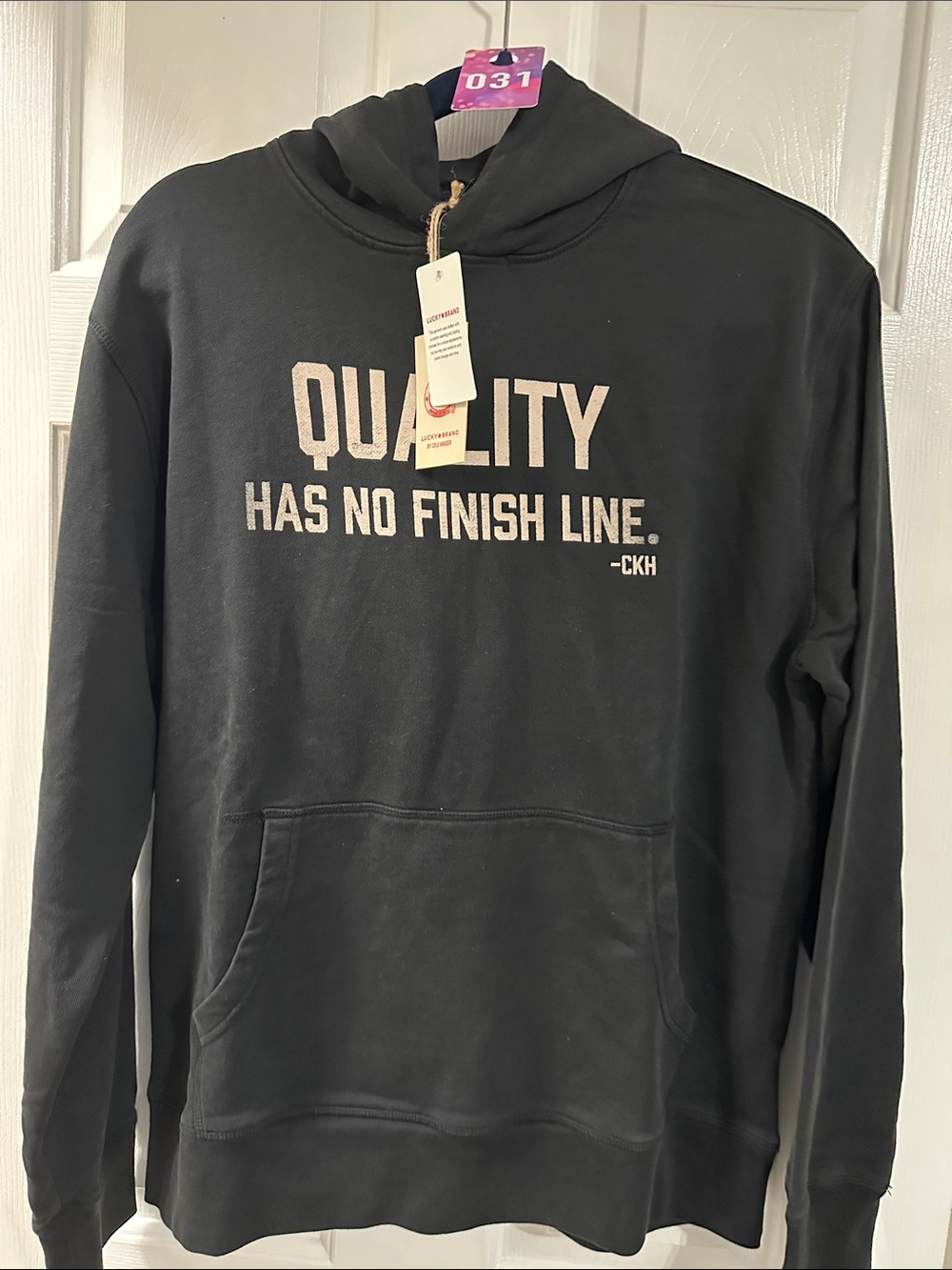Lucky Brand Black Crewneck Sweatshirt with Beige Text